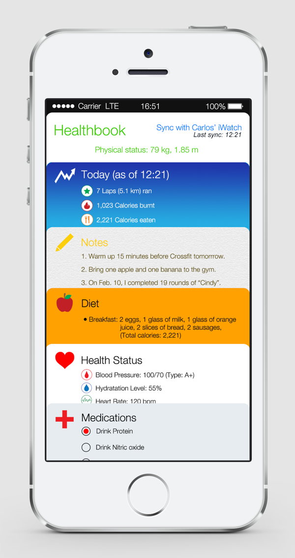 healthbook monitorovací aplikace