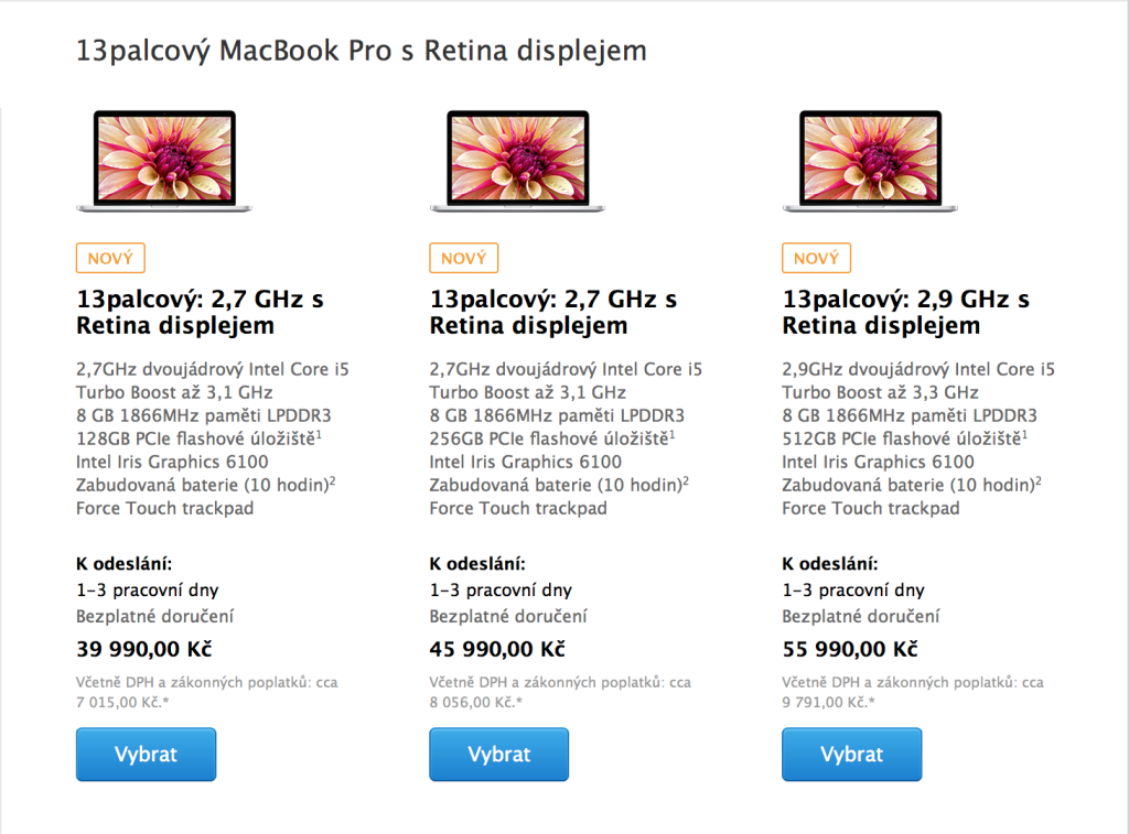 MacBook Pro na Apple Online Store