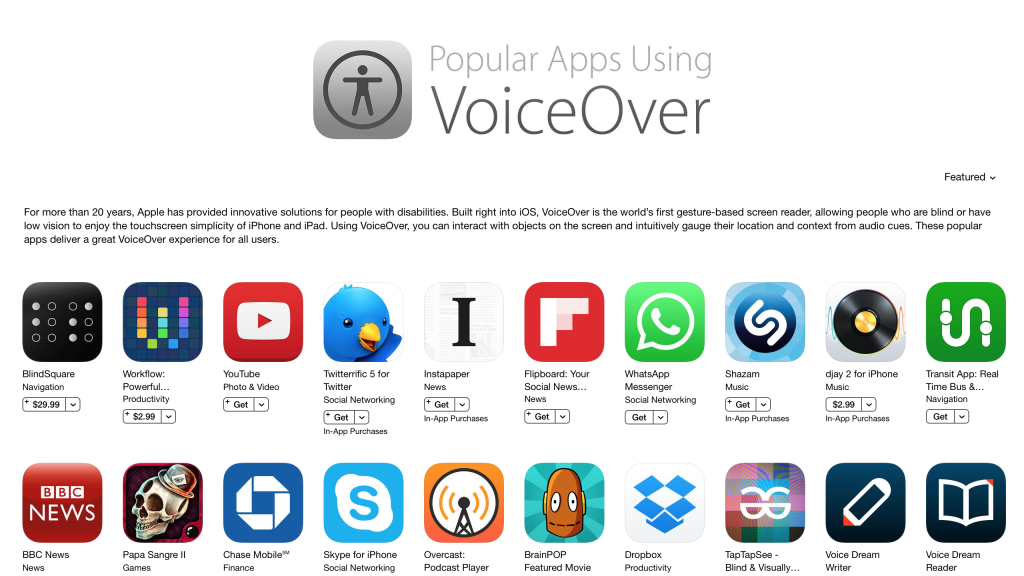 App Store - VoiceOver