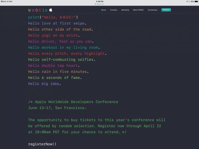Apple losuje, kdo si bude moct koupit vstupenku na letošní WWDC. Známe i cenu!