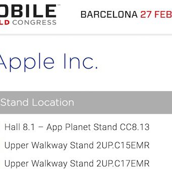 Apple je uveden jako vystavovatel na Mobile World Congress 2017