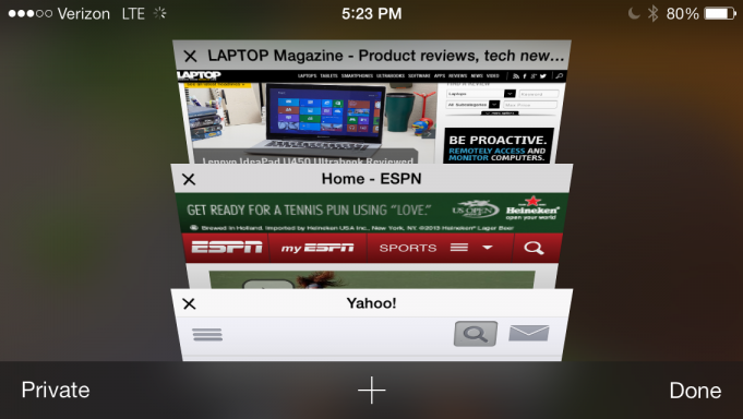 Jak v mobilním Safari rychle otevřít nový panel