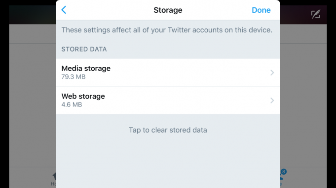 Twitter přidává vymazání mezipaměti v iOS aplikaci