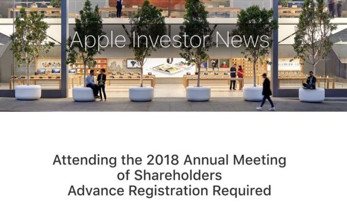 13.2.2018 bude výroční zasedání akcionářů společnosti Apple