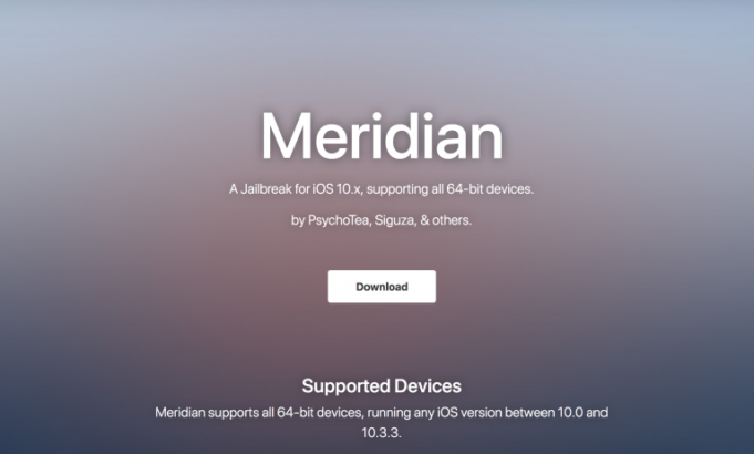 Nový jailbreak Meridian pro iOS 10.0-10.3.3 podporuje všechna 64-bitová zařízení