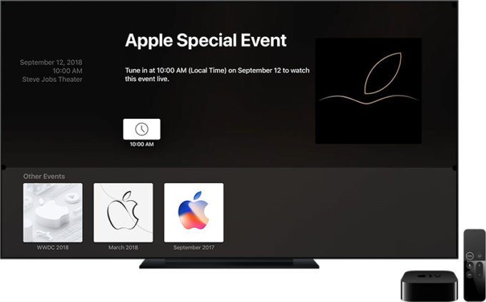 Aplikace Events pro Apple TV byla aktualizovaná na 12.9.2018