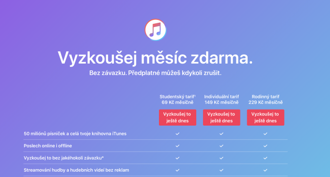 Apple Music začne pravděpodobně nabízet pouze měsíční zkušební období