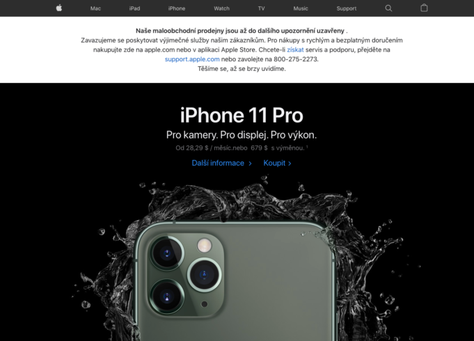 Apple Store prodejny budou uzavřeny do dalšího upozornění