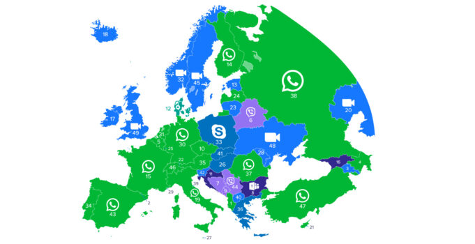Nejpopulárnější platformy komunikace v době pandemie v Evropě