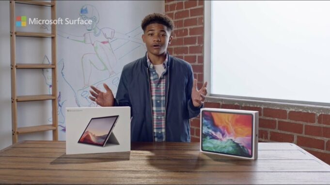Microsoft dnes sdílel reklamu, ve které porovnává Surface Pro 7 s iPadem Pro