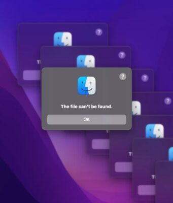 Finder v beta verzi macOS Monterey 12.3 zobrazuje uživatelům chybovou zprávu