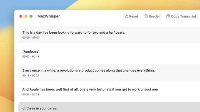 Aplikace MacWhisper obdržela aktualizaci s významným vylepšením výkonu