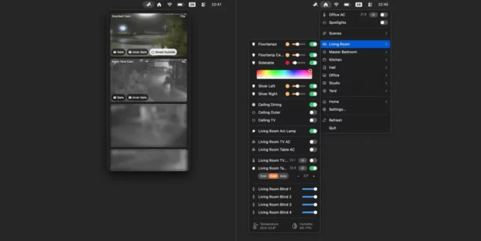 Aplikace Itsyhome přidává do menu vašeho Macu veškeré ovládání domácnosti, které potřebujete