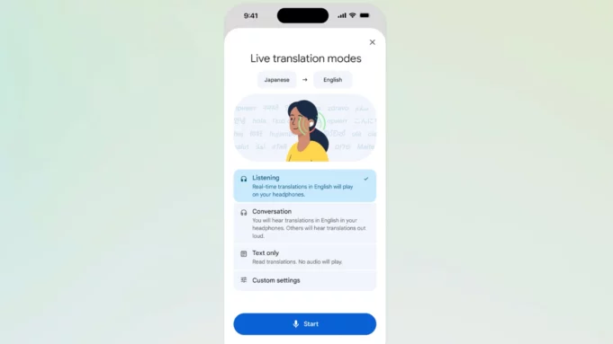 Funkce Živý překlad v aplikaci Překladač Google se sluchátky je nyní k dispozici i na iPhonu