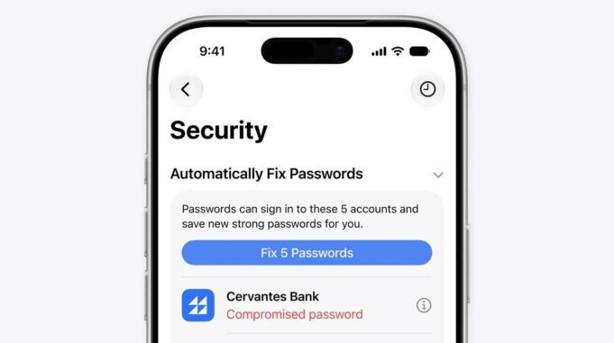 Aplikace Hesla nyní dokáže automaticky aktualizovat slabá a ohrožená hesla pomocí Apple Intelligence